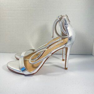 Steve Madden Clay Womens Silver Stiletto Heels Metallic Strappy Size 9M Formal